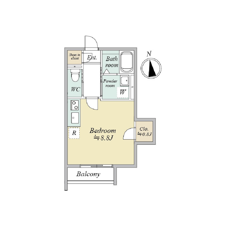MOCXION KYODO B’タイプ 1K 間取り図