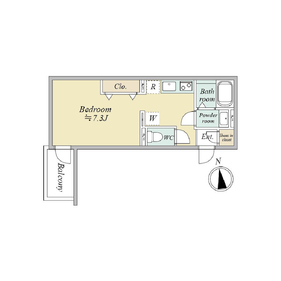 MOCXION KYODO Dタイプ 1R 間取り図