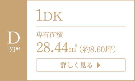 D TYPE	1DK 専有面積／28.44平米（約8.60坪）