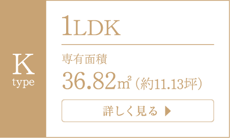 K TYPE 1LDK 専有面積／36.82平米（約11.13坪）